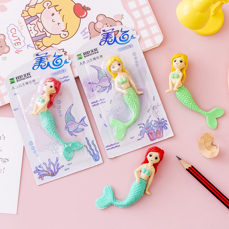 Wholesale Mermaid Shaped Card Eraser Set